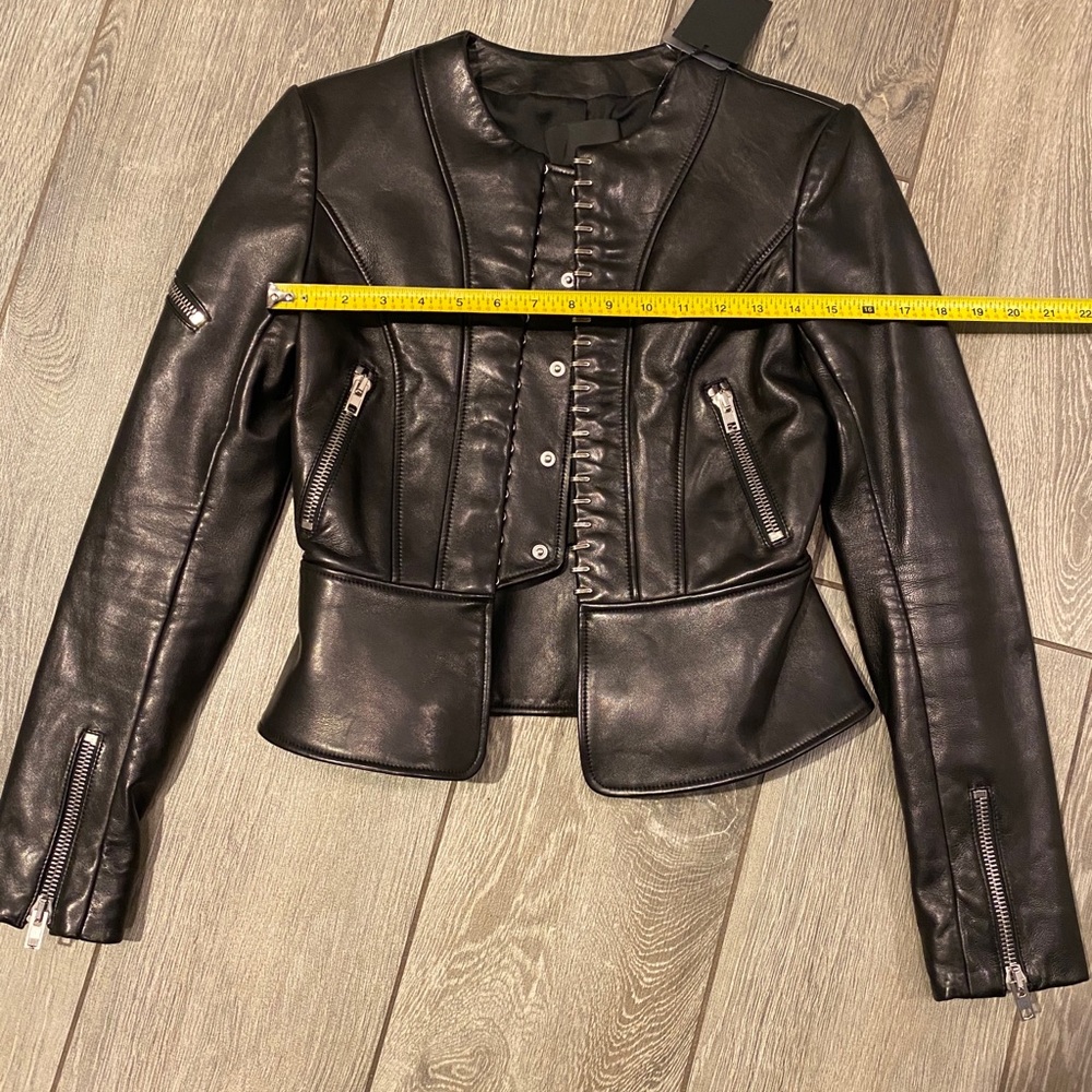 NWT Alexander Wang leather Paneled biker jacket - Picture 7 of 12